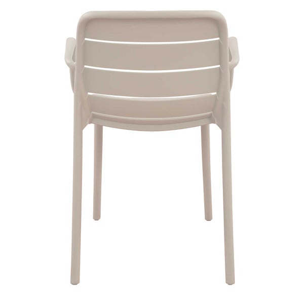 Cream patio stacking chairs